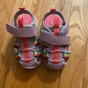 Jumping Beans Kids' Lavender Sandals with Rainbow Straps